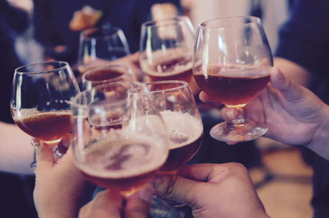 Toasting beer glasses