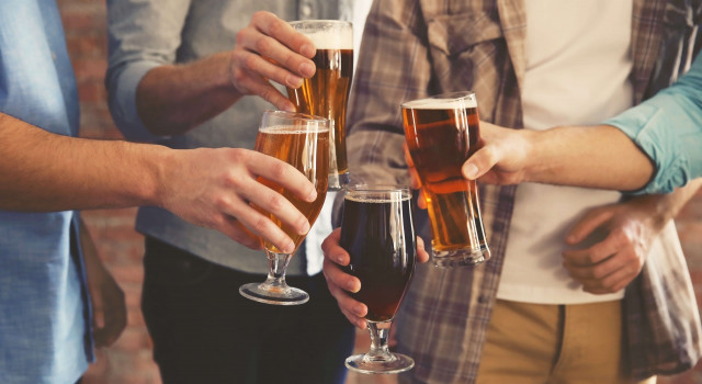Friends toasting together. 