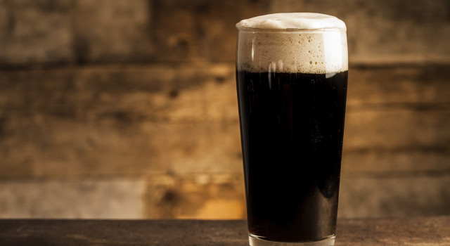 Dark beer on a counter top. 