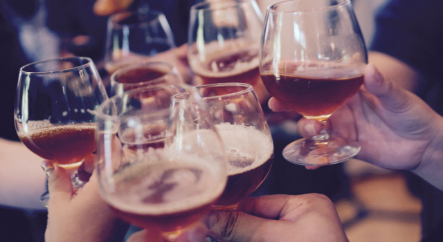 Toasting beer glasses